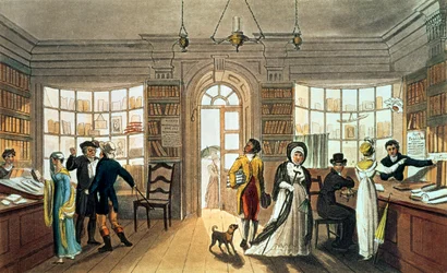 The Library, de &39;Poetical Sketches of Scarborough&39;, publicado por Rudolph Ackermann (1764-1834), 1813